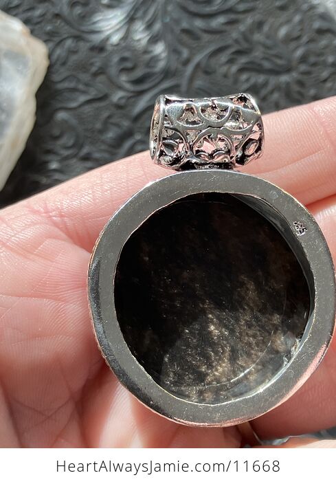 Copper Sheen Obsidian Crystal Stone Jewelry Pendant - #QfKyWAhZelE-6