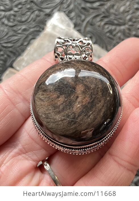 Copper Sheen Obsidian Crystal Stone Jewelry Pendant - #QfKyWAhZelE-9