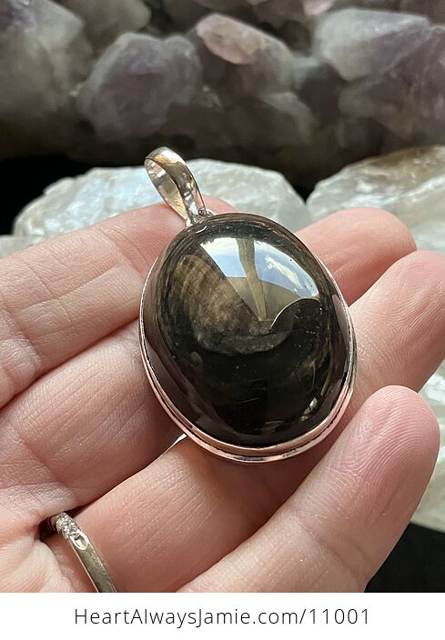 Copper Sheen Obsidian Crystal Stone Jewelry Pendant - #mK9JTM4HBYI-3