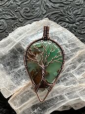 Copper Wire Wraped Tree of Life Chrysoprase Stone Jewelry Crystal Pendant #FXgxnrCpdco