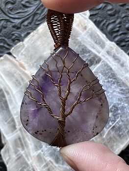 Copper Wire Wrapped Amethyst Tree of Life Crystal Gemstone Jewelry Pendant #Rwp30TA3XB0