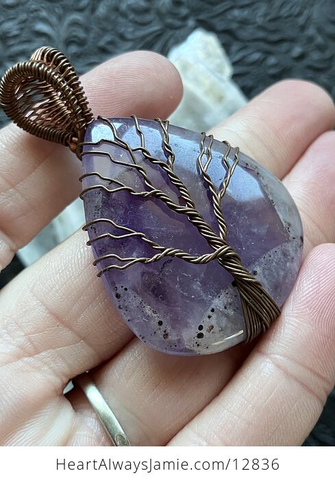 Copper Wire Wrapped Amethyst Tree of Life Crystal Gemstone Jewelry Pendant - #Rwp30TA3XB0-3