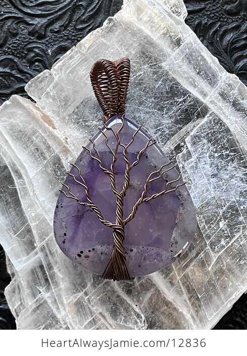 Copper Wire Wrapped Amethyst Tree of Life Crystal Gemstone Jewelry Pendant - #Rwp30TA3XB0-8