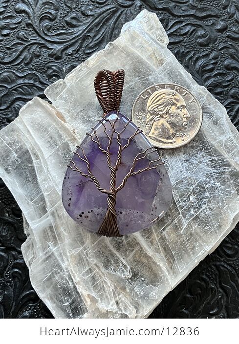 Copper Wire Wrapped Amethyst Tree of Life Crystal Gemstone Jewelry Pendant - #Rwp30TA3XB0-7