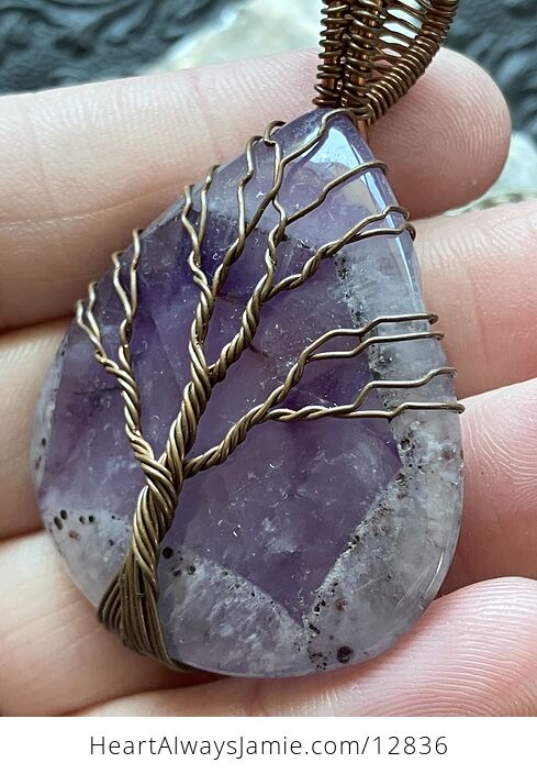 Copper Wire Wrapped Amethyst Tree of Life Crystal Gemstone Jewelry Pendant - #Rwp30TA3XB0-5