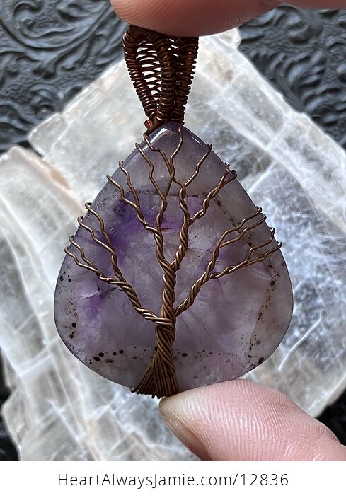 Copper Wire Wrapped Amethyst Tree of Life Crystal Gemstone Jewelry Pendant - #Rwp30TA3XB0-1