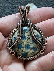 Copper Wire Wrapped K2 Azurite in Granite Stone Crystal Jewelry Pendant #savbWij6zDw