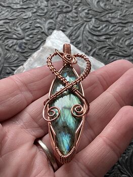 Copper Wire Wrapped Labradorite Crystal Stone Jewelry Pendant #yrwih38IAlw