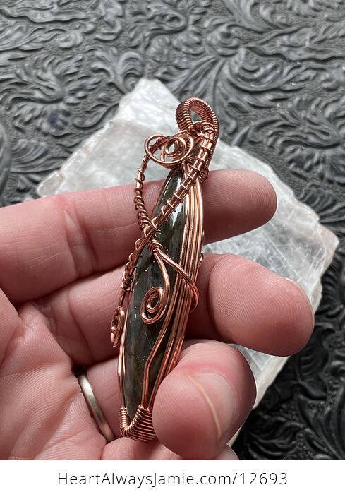 Copper Wire Wrapped Labradorite Crystal Stone Jewelry Pendant - #yrwih38IAlw-6