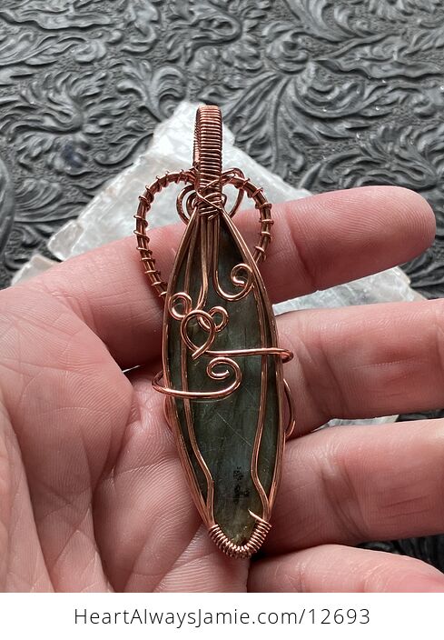 Copper Wire Wrapped Labradorite Crystal Stone Jewelry Pendant - #yrwih38IAlw-7