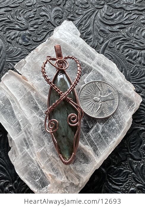 Copper Wire Wrapped Labradorite Crystal Stone Jewelry Pendant - #yrwih38IAlw-3