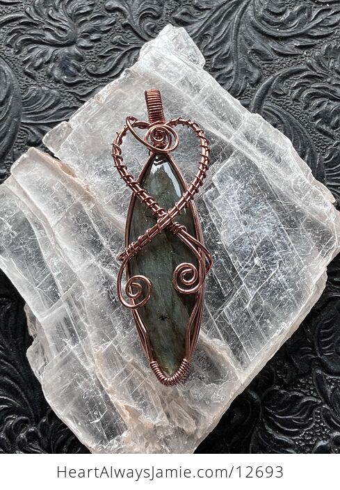 Copper Wire Wrapped Labradorite Crystal Stone Jewelry Pendant - #yrwih38IAlw-2