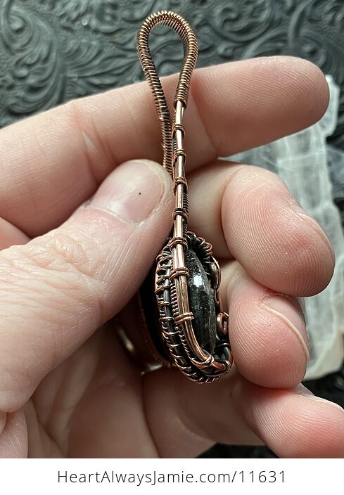 Copper Wire Wrapped Rhodonite Crystal Stone Jewelry Pendant - #M5a6WgSMrI0-6