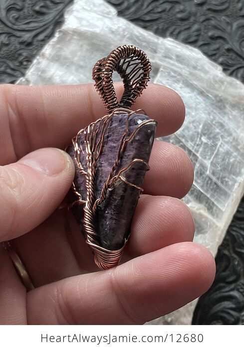 Copper Wire Wrapped Tree of Life Charoite Purple Stone Jewelry Crystal Pendant - #qedlp0VUzZk-3