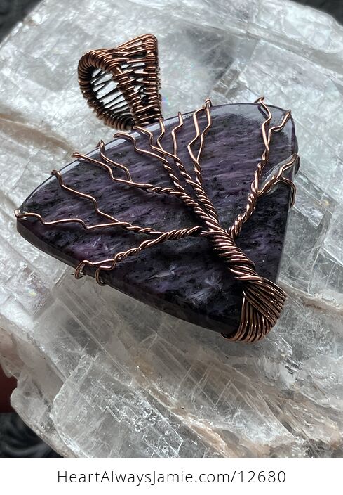 Copper Wire Wrapped Tree of Life Charoite Purple Stone Jewelry Crystal Pendant - #qedlp0VUzZk-7