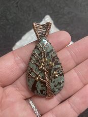 Copper Wire Wrapped Tree of Life Porphyry Pendant Stone Crystal Jewelry #ErdlXV6wlSg