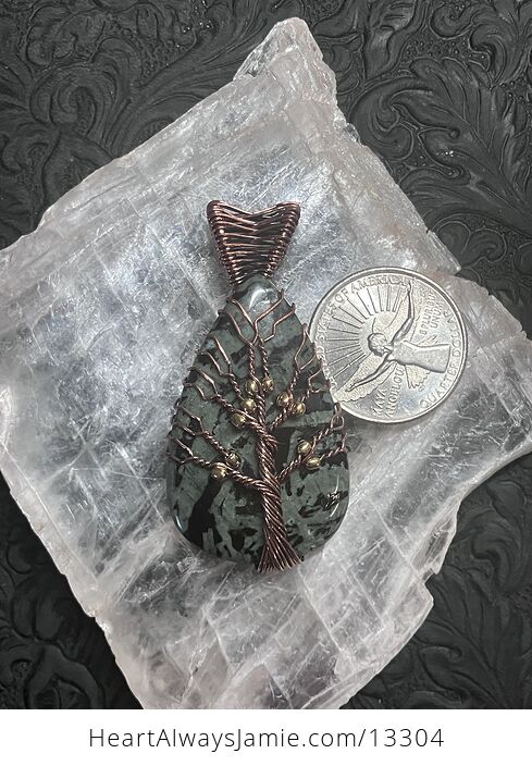 Copper Wire Wrapped Tree of Life Porphyry Pendant Stone Crystal Jewelry - #ErdlXV6wlSg-6