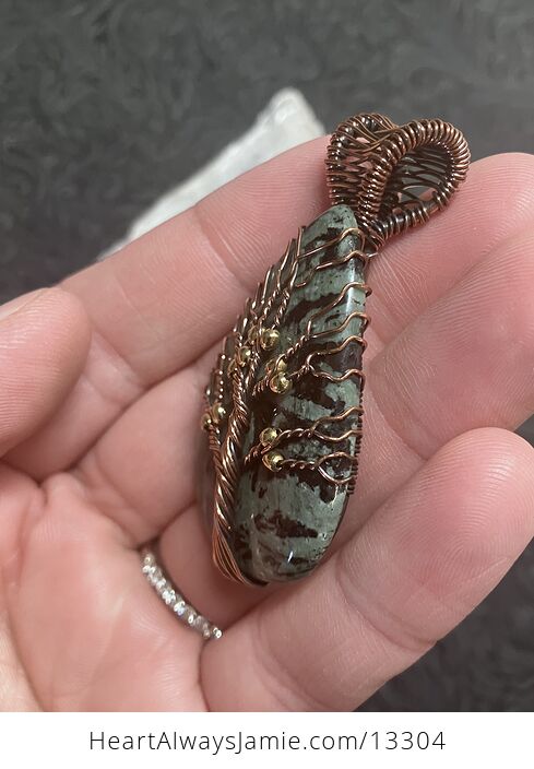 Copper Wire Wrapped Tree of Life Porphyry Pendant Stone Crystal Jewelry - #ErdlXV6wlSg-3