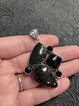 Coppernite and Black Onyx Crystal Stone Jewelry Pendant #f06weZru5zw