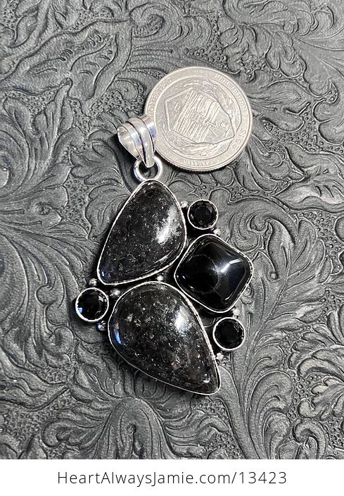 Coppernite and Black Onyx Crystal Stone Jewelry Pendant - #f06weZru5zw-6