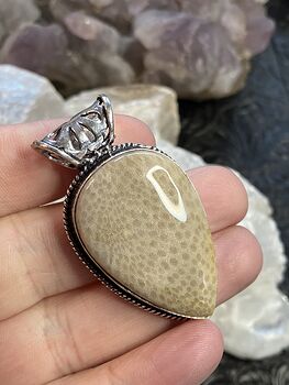 Coral Fossil Gemstone Stone Jewelry Crystal Pendant #ZqZjQqk7UWw