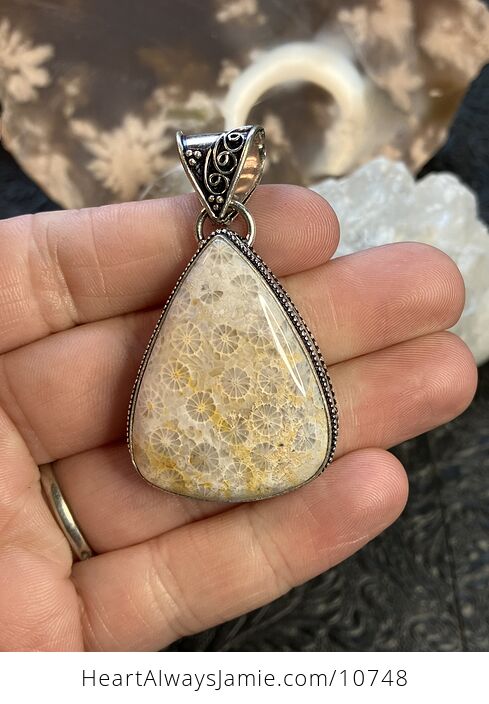 Coral Fossil Gemstone Stone Jewelry Crystal Pendant - #vG3VCuF2IcM-1
