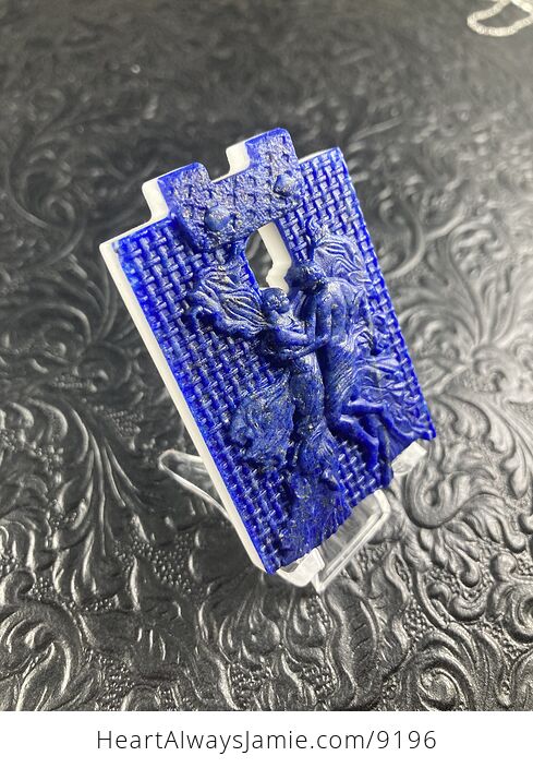 Couple Lapis Lazuli Stone Mini Art Jewelry Pendant Ornament - #riMZnQGeP5k-3