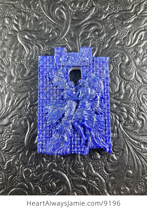 Couple Lapis Lazuli Stone Mini Art Jewelry Pendant Ornament - #riMZnQGeP5k-5