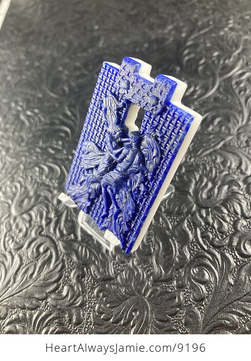 Couple Lapis Lazuli Stone Mini Art Jewelry Pendant Ornament - #riMZnQGeP5k-2
