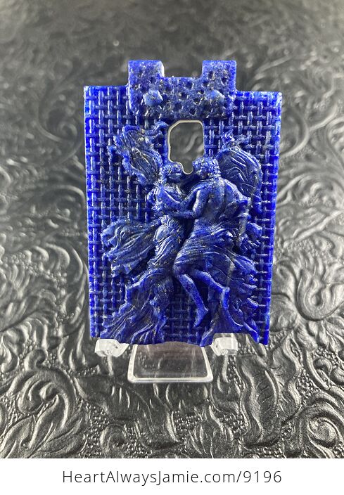 Couple Lapis Lazuli Stone Mini Art Jewelry Pendant Ornament - #riMZnQGeP5k-1