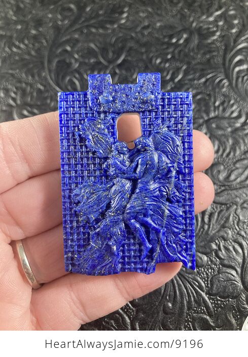 Couple Lapis Lazuli Stone Mini Art Jewelry Pendant Ornament - #riMZnQGeP5k-4