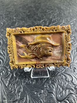 Cowboy Carved Forest Fire and Brecciated Jasper Stone Pendant Cabochon Jewelry Mini Art Ornament #M3NQQTGc6dE