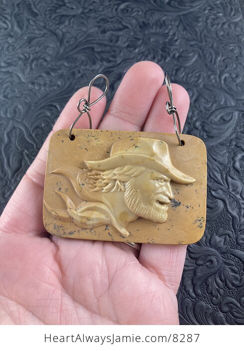 Cowboy Jasper Pendant Stone Jewelry Mini Art Ornament - #DuIbikC1YZs-1
