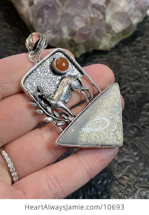 Crazy Lace Agate and Carnelian Deer Crystal Stone Jewelry Pendant - #KTG4qVg6Kjk-4