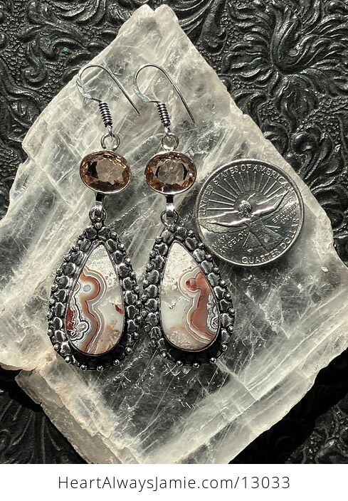 Crazy Lace Agate and Morganite Earrings Stone Crystal Jewelry - #OWz9nECuDZM-3