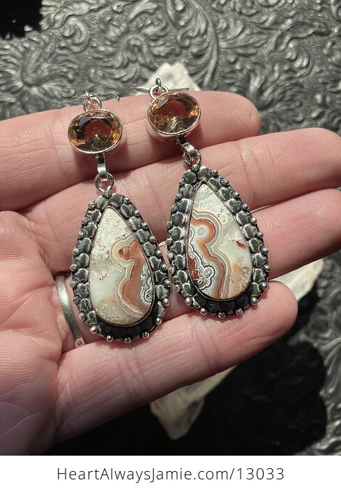 Crazy Lace Agate and Morganite Earrings Stone Crystal Jewelry - #OWz9nECuDZM-4