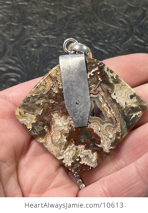 Crazy Lace Agate with Hamsa Hand Pendant Damaged Discounted - #N7uyUktRato-7