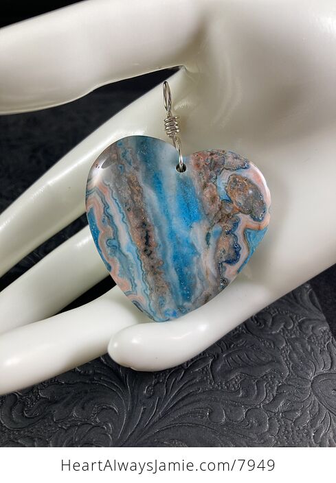 Crazy Lace Heart Shaped Blue Stone Jewelry Pendant - #1nnw7QaW6B8-3