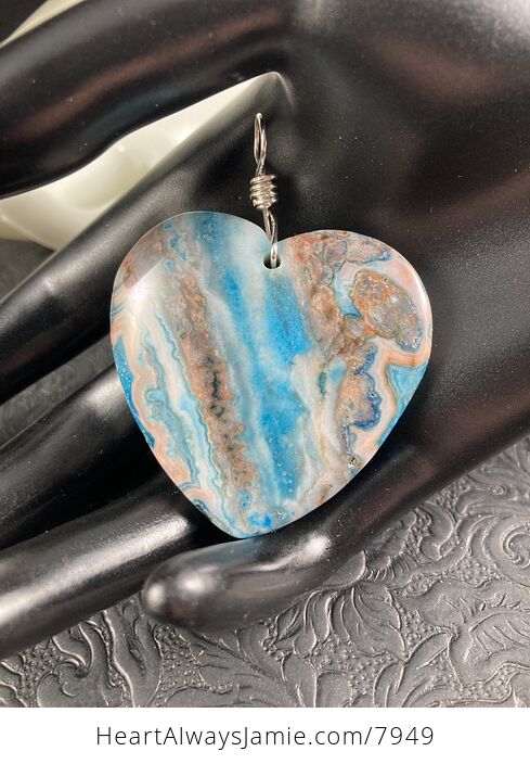 Crazy Lace Heart Shaped Blue Stone Jewelry Pendant - #1nnw7QaW6B8-2