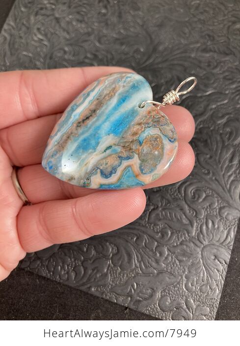 Crazy Lace Heart Shaped Blue Stone Jewelry Pendant - #1nnw7QaW6B8-6