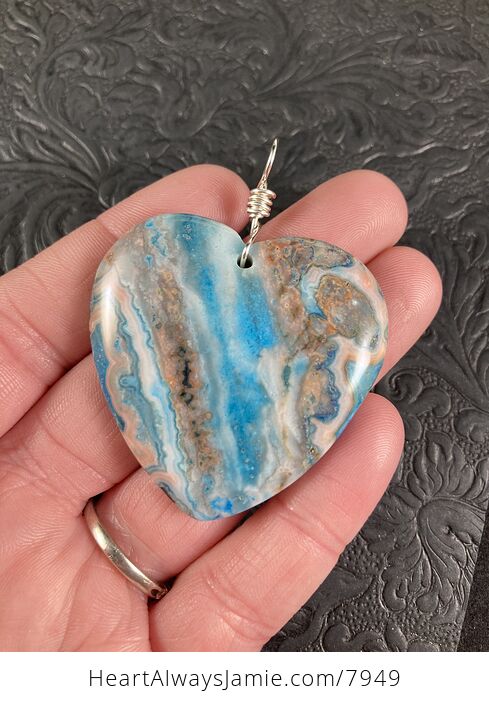 Crazy Lace Heart Shaped Blue Stone Jewelry Pendant - #1nnw7QaW6B8-1
