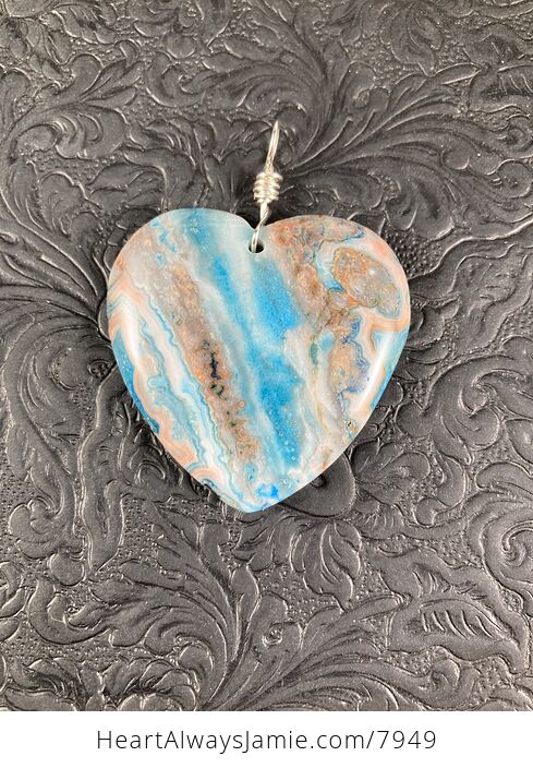 Crazy Lace Heart Shaped Blue Stone Jewelry Pendant - #1nnw7QaW6B8-4