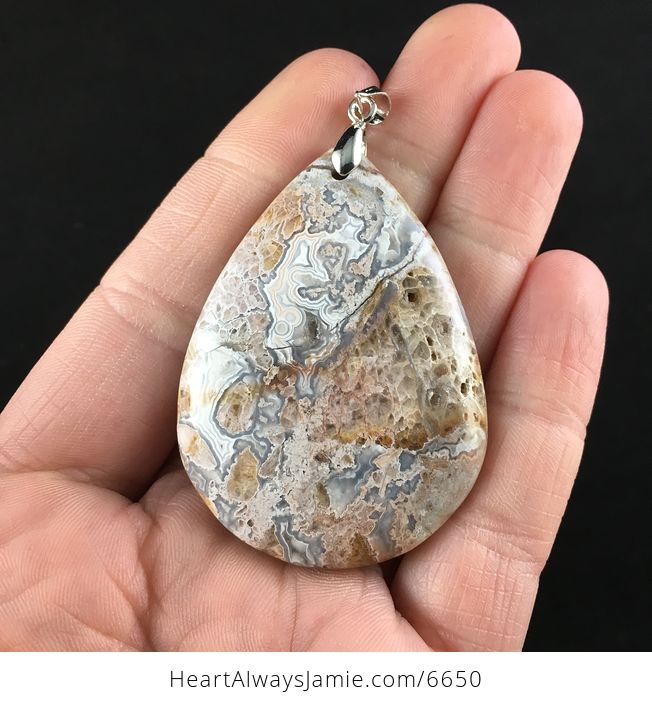 Crazy Lace Mexican Agate Stone Jewelry Pendant - #kF2yr8YHVoI-1