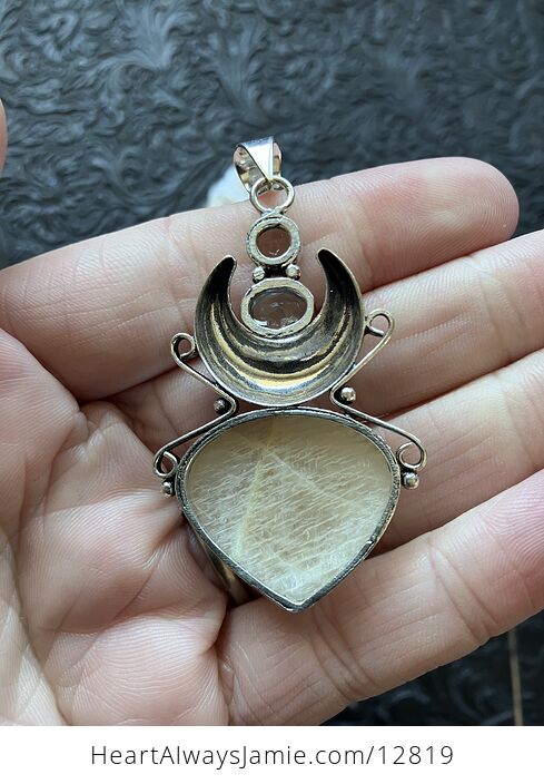 Cream Moonstone and Blue Topaz Witchy Mustic Lunar Crystal Stone Jewelry Pendant - #1iS5CwRVqAY-11