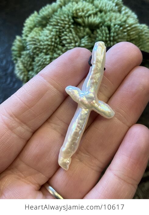 Cross Shaped Freshwater Biwa Pearl Necklace - #3Py9pLixmo8-5