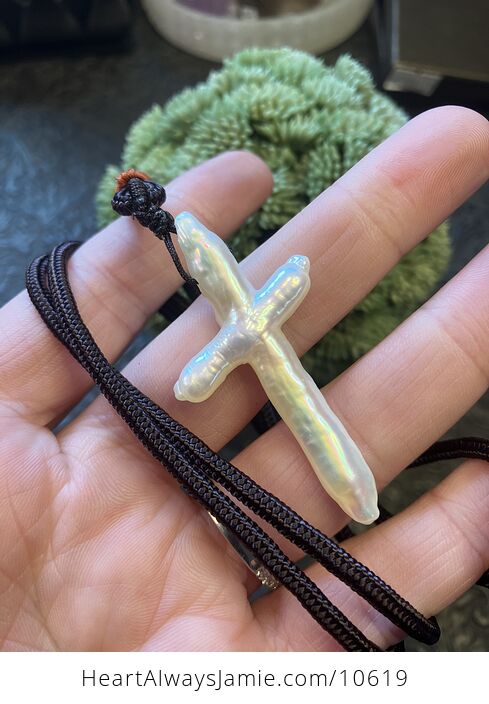Cross Shaped Freshwater Pearl Necklace - #KhFjrMu0HQI-2