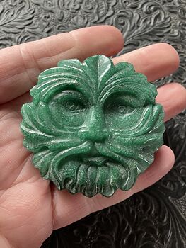 Crystal Carving of the Green Man or Foliate Head Tree God in Green Aventurine #cimdssrO7Wo