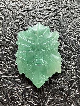 Crystal Carving of the Green Man or Foliate Head Tree God in Green Aventurine #ufdyuHrwm8w
