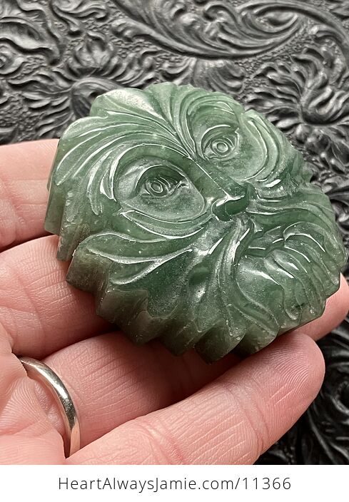 Crystal Carving of the Green Man or Foliate Head Tree God in Green Aventurine - #jnWDp9X2ZF0-3