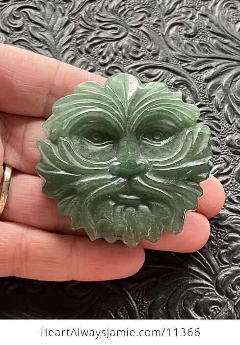 Crystal Carving of the Green Man or Foliate Head Tree God in Green Aventurine - #jnWDp9X2ZF0-2